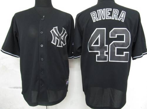 Yankees #42 Mariano Rivera Black Fashion Stitched MLB Jersey - Click Image to Close